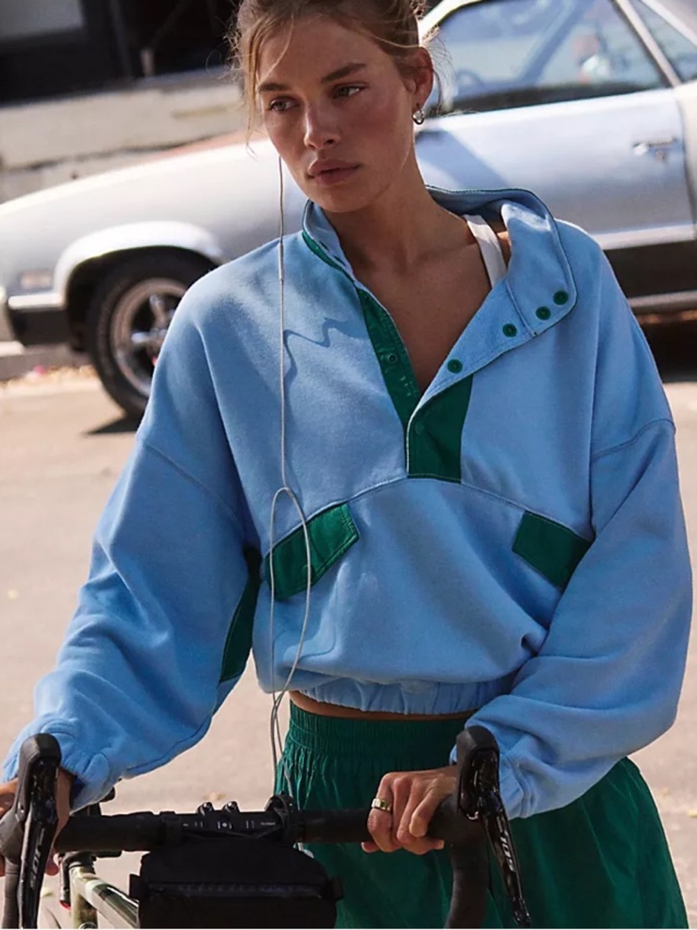 FP Movement Womens world tour sweatshirt in blue combo L
